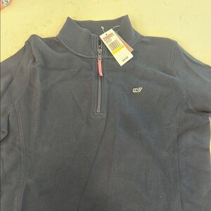 Vineyard Vines Blue Zip Up Sweater with Standing Collar